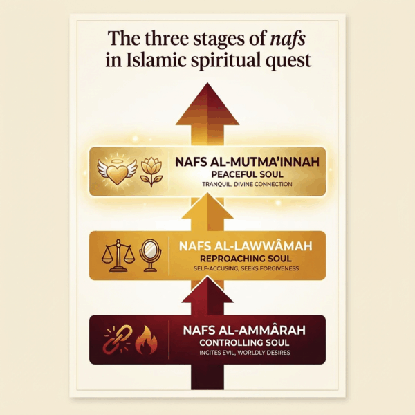 Stadi della trasformazione spirituale nella nafs: dall'anima incitante al male verso l'anima in pace